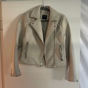 Women's Cream Leather Jacket